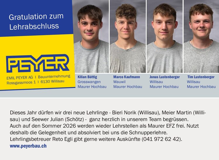 Gratulation zur Lehrabschlussprüfung